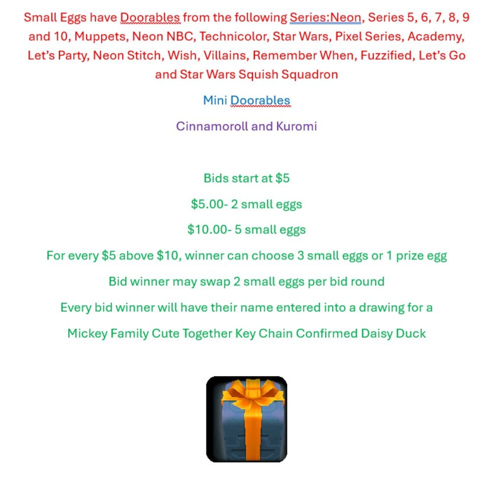 Doorables and More Egg  Hunt Prize List